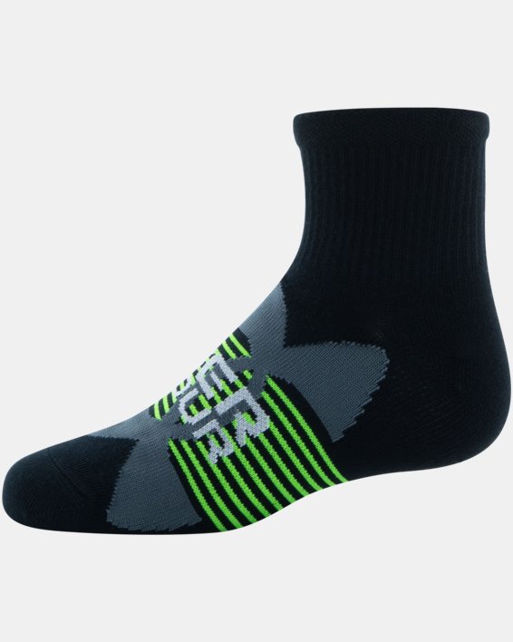 Boys' UA Essential Quarter 6-Pack Socks, Black, pdpMainDesktop image number 1